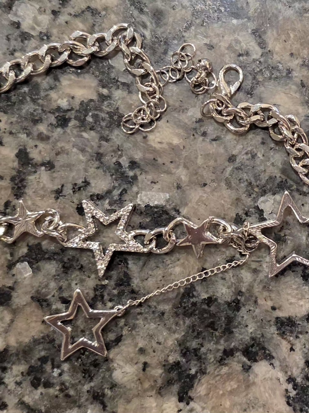 Silver Star Link Chain Necklace - Dainty Star Charm